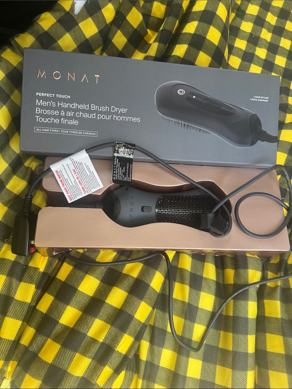MONAT Perfect Touch Men's Handheld Brush Dryer - Black NWOT IN BOX